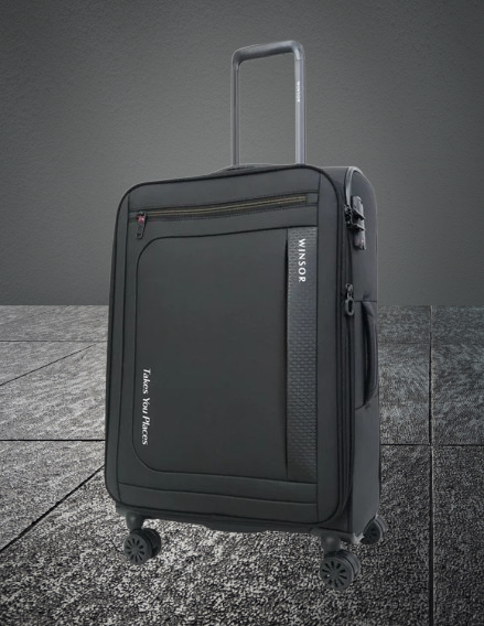 Black suitcase with 'Winson' branding on a gray background