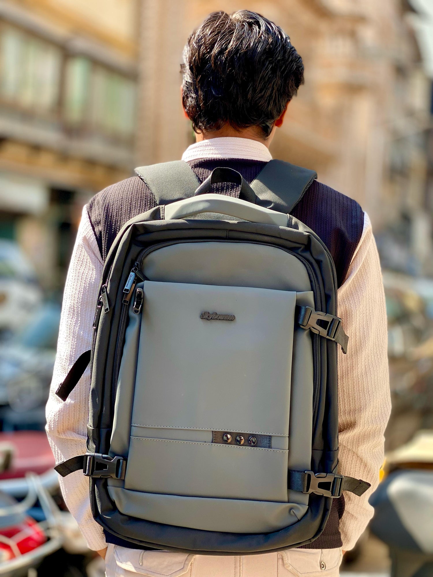 College Backpack Journey: A Boy’s First Step Toward Campus Life.