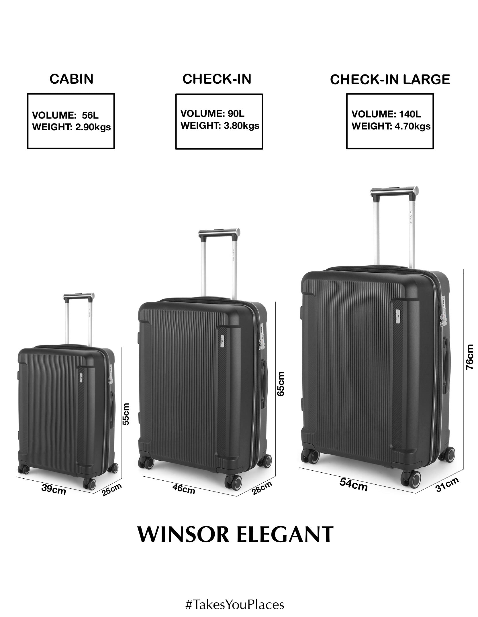 Elegant Hard Luggage - Set of 4